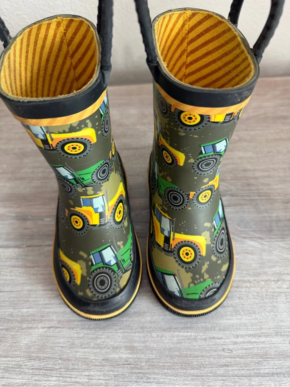 Western Chief Green & Yellow Tractor Farmer Slip-on Waterproof Rain Boots 6